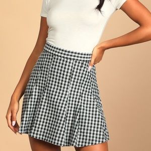 Free People Black and White Checkered Mini Skirt